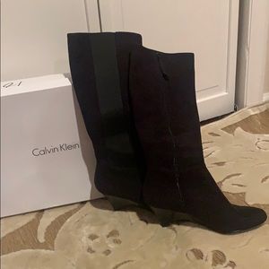 Calvin Klein black stretchy boots